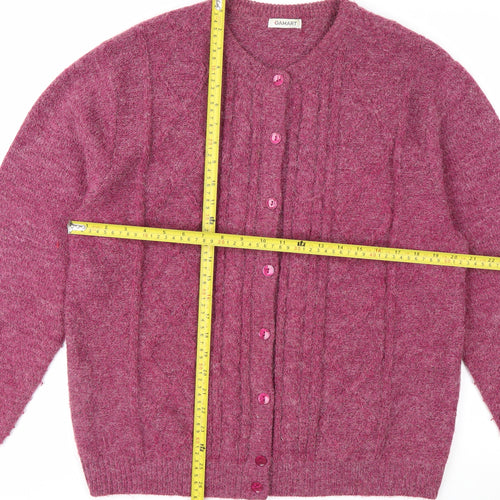 Damart Women's Purple Cable-Knit Cardigan L 18/20 Acrylic Blend