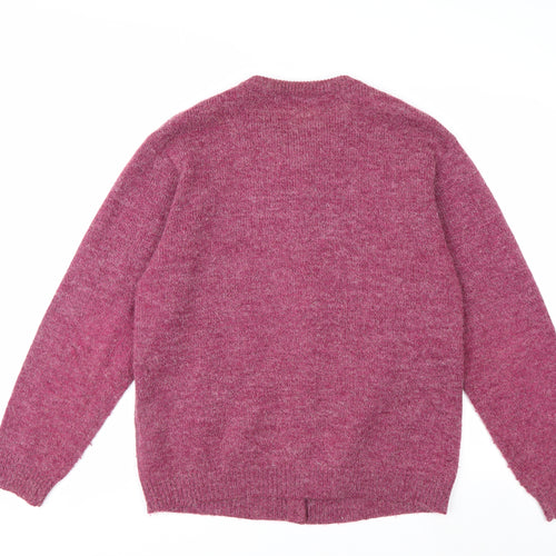 Damart Women's Purple Cable-Knit Cardigan L 18/20 Acrylic Blend