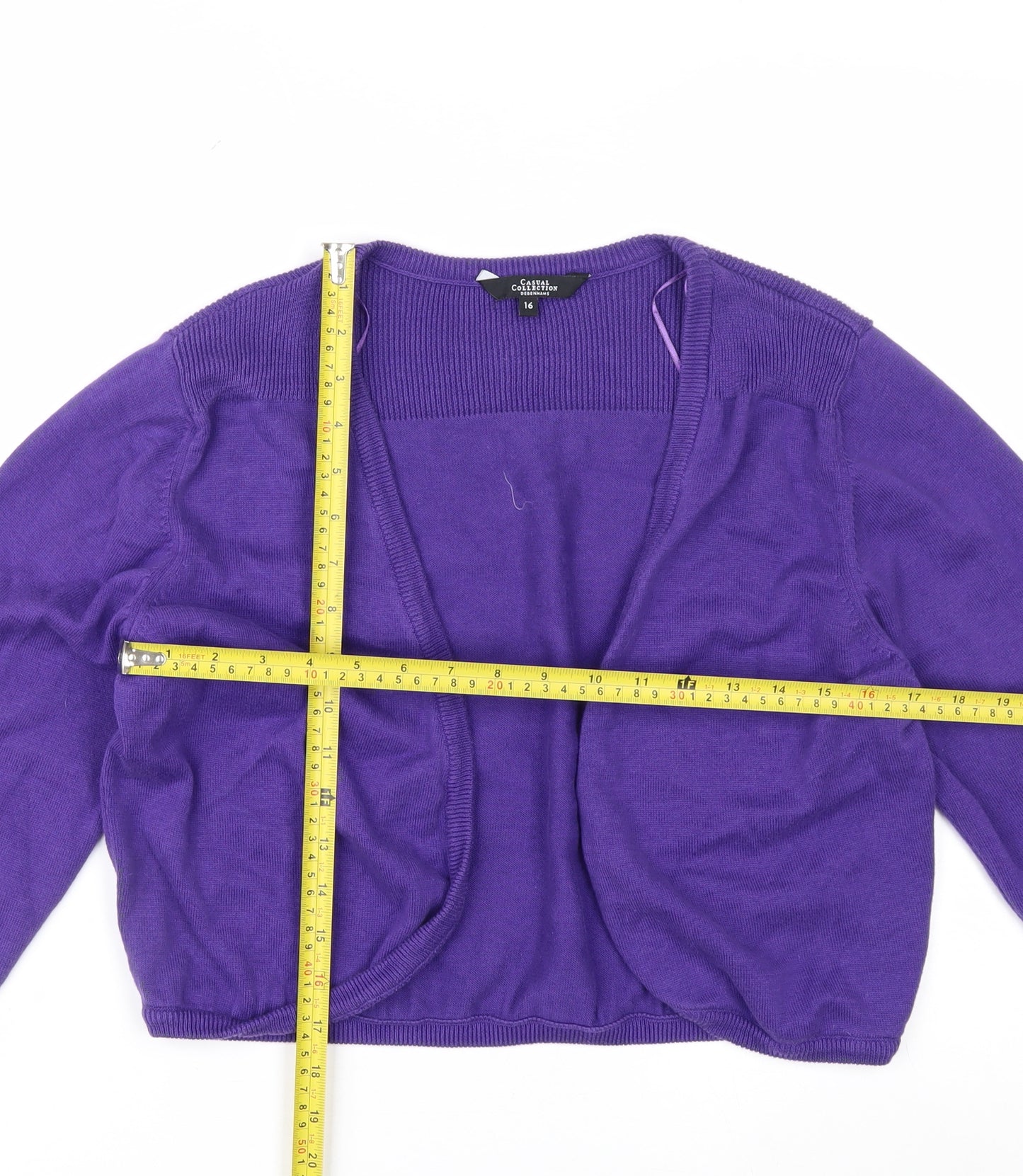 Debenhams Women’s Purple Cotton Open Front Cardigan Size 16
