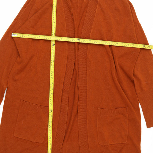 Principles Women Rust Orange Longline Acrylic Cardigan Size 20