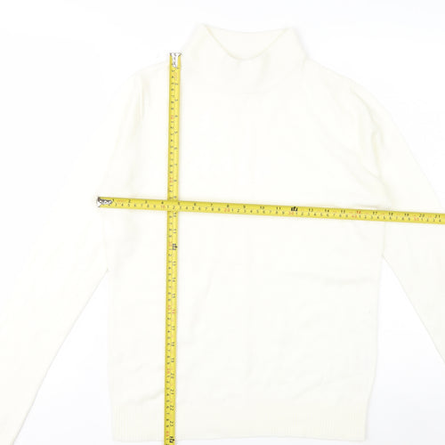 Miss Fiori Couture Women’s Ivory High Neck Acrylic Jumper Size 10