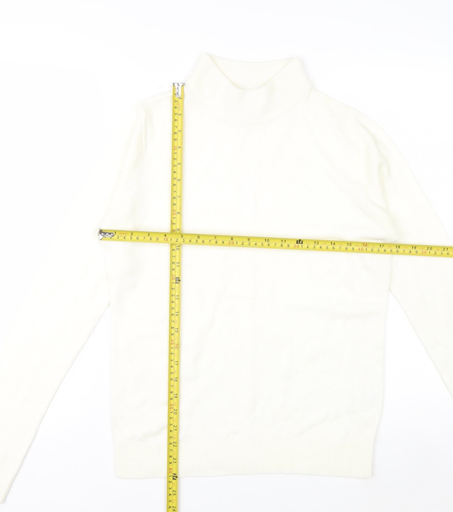 Miss Fiori Couture Women’s Ivory High Neck Acrylic Jumper Size 10