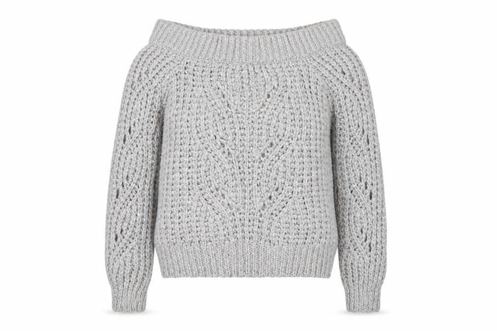 River Island Women's Grey Chunky Knit Boat Neck Jumper UK 8