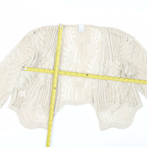 Stock Shop Women Beige Open Knit 3/4 Sleeve Cardigan M
