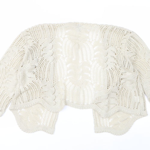 Stock Shop Women Beige Open Knit 3/4 Sleeve Cardigan M