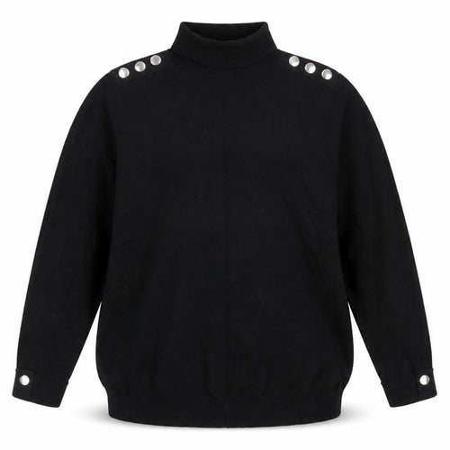 Wallis Women’s Black Roll Neck Button Shoulder Jumper Size 18