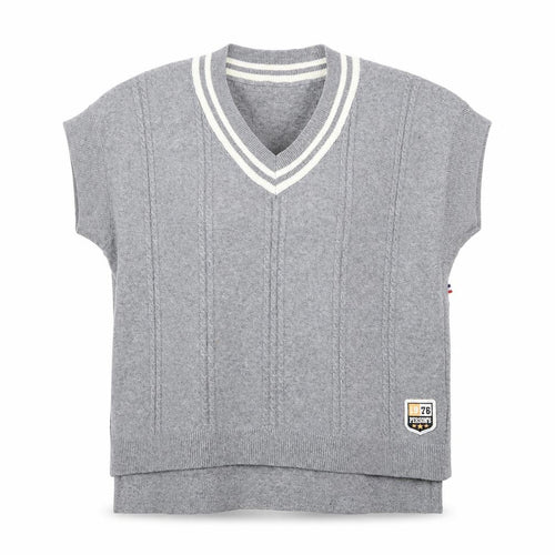 PERSON'S Women's Grey V-Neck Sleeveless Knit Vest Jumper Size S