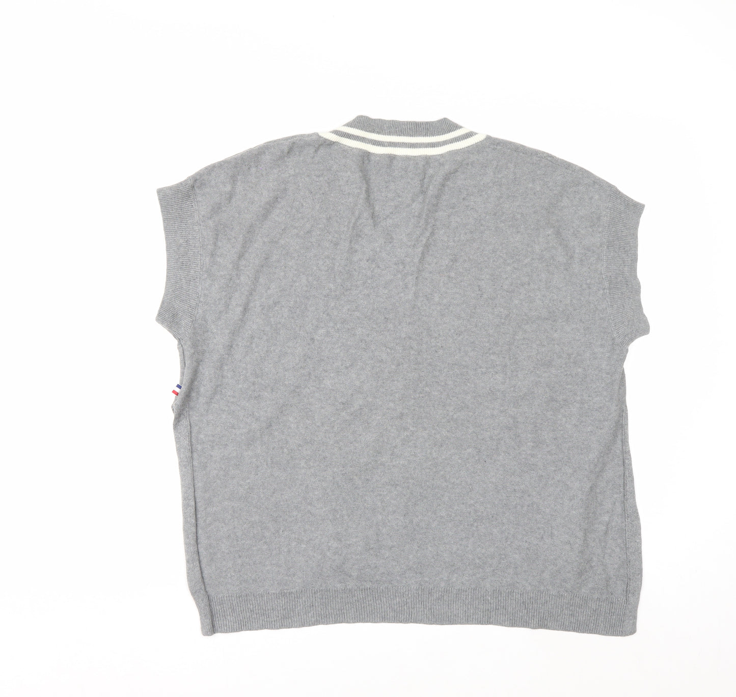 PERSON'S Women's Grey V-Neck Sleeveless Knit Vest Jumper Size S