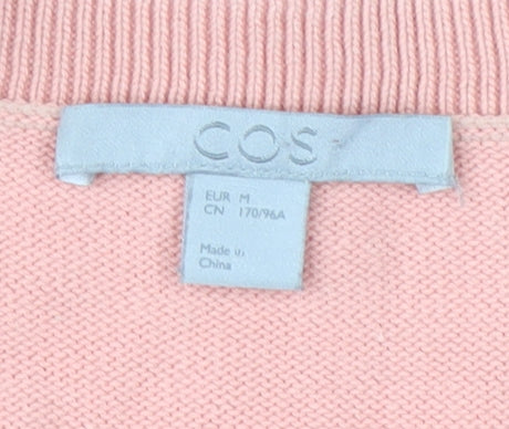 COS Womens Pink Cotton Ruffle Hem 3/4 Sleeve Jumper Size 12