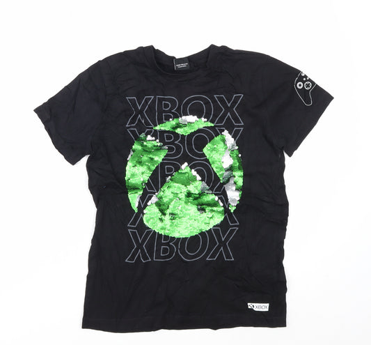 Next Boys Black Xbox Graphic Sequin T-Shirt 11 Years Cotton Short Sleeve