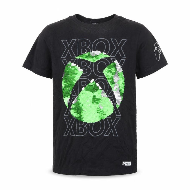 Next Boys Black Xbox Graphic Sequin T-Shirt 11 Years Cotton Short Sleeve