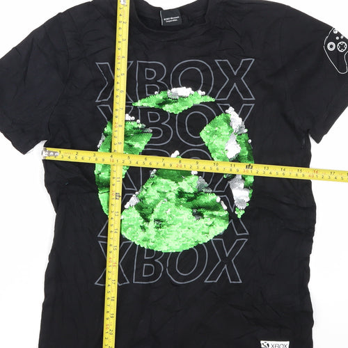 Next Boys Black Xbox Graphic Sequin T-Shirt 11 Years Cotton Short Sleeve