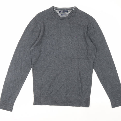 Tommy Hilfiger Men's Grey Cotton Cashmere Crew Neck Jumper Size S