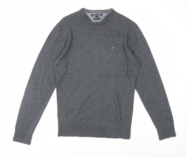 Tommy Hilfiger Men's Grey Cotton Cashmere Crew Neck Jumper Size S