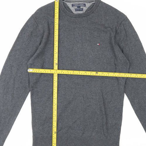 Tommy Hilfiger Men's Grey Cotton Cashmere Crew Neck Jumper Size S