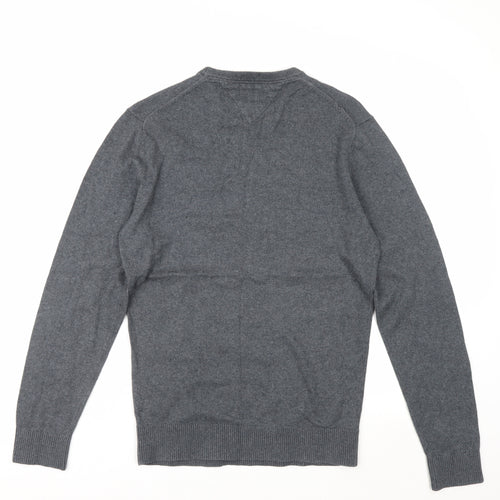 Tommy Hilfiger Men's Grey Cotton Cashmere Crew Neck Jumper Size S
