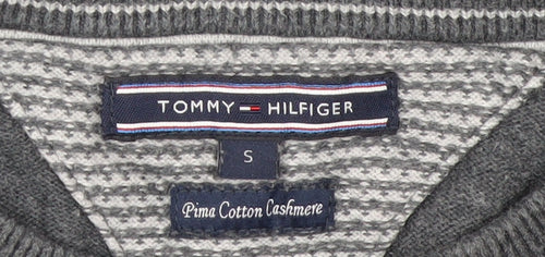 Tommy Hilfiger Men's Grey Cotton Cashmere Crew Neck Jumper Size S