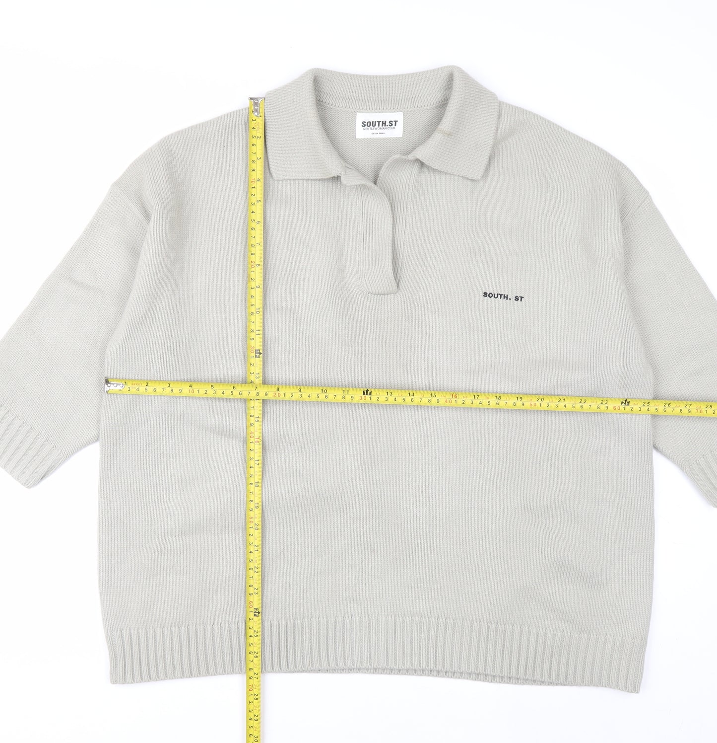 SOUTH.ST Women Grey Collared Henley Knit Jumper XS