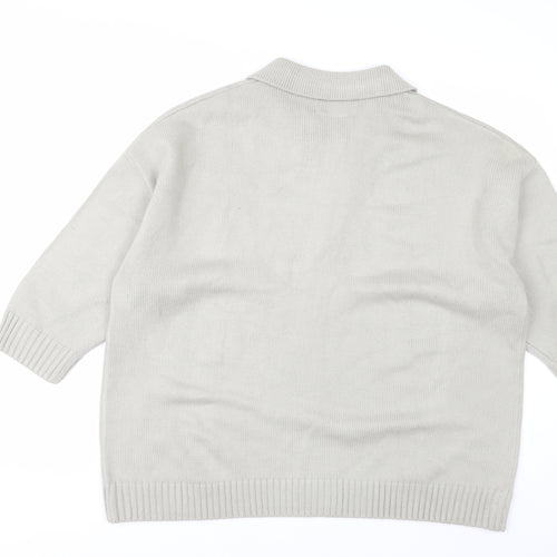 SOUTH.ST Women Grey Collared Henley Knit Jumper XS