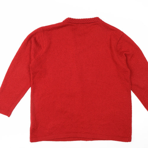 Casamia Women’s Red Floral Beaded Cardigan Plus Size Knitwear