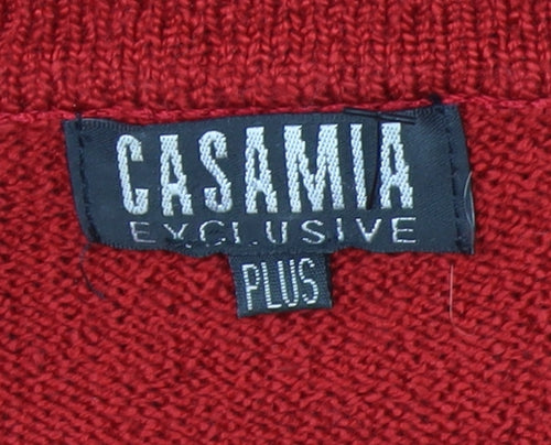 Casamia Women’s Red Floral Beaded Cardigan Plus Size Knitwear