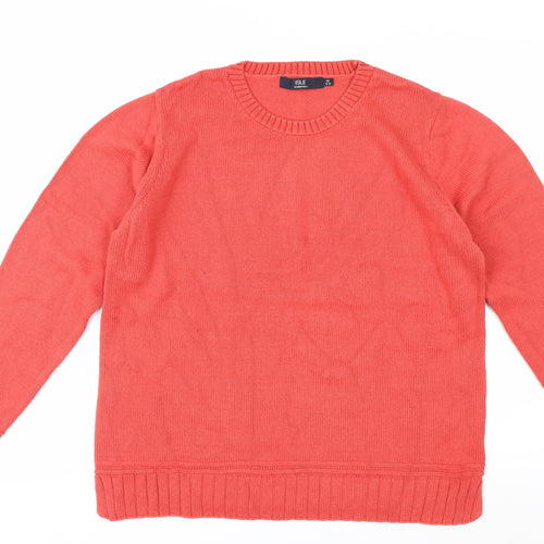 Isle Essentials Women's Coral Cotton Pullover Jumper Size 14-16
