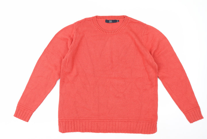 Isle Essentials Women's Coral Cotton Pullover Jumper Size 14-16