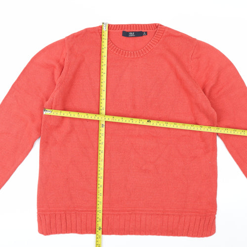 Isle Essentials Women's Coral Cotton Pullover Jumper Size 14-16