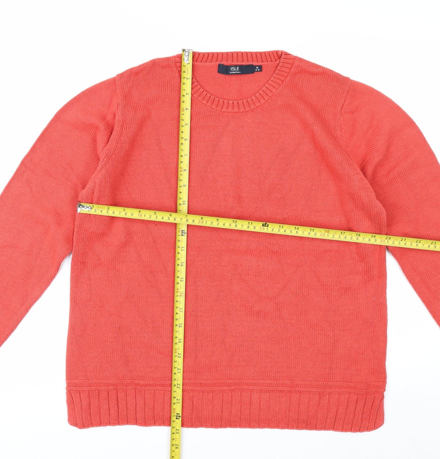 Isle Essentials Women's Coral Cotton Pullover Jumper Size 14-16