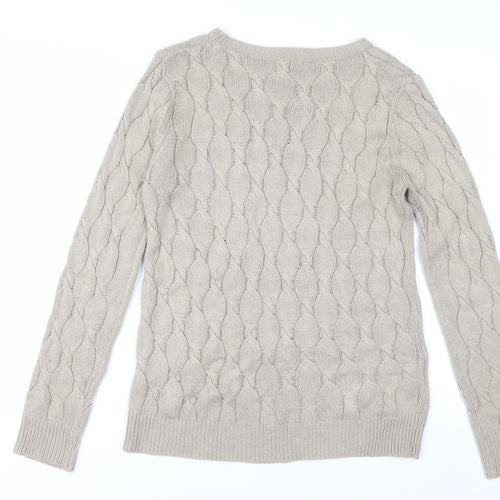 Forever 21 Women’s Beige Cable Knit Jumper Size S Crew Neck Pullover