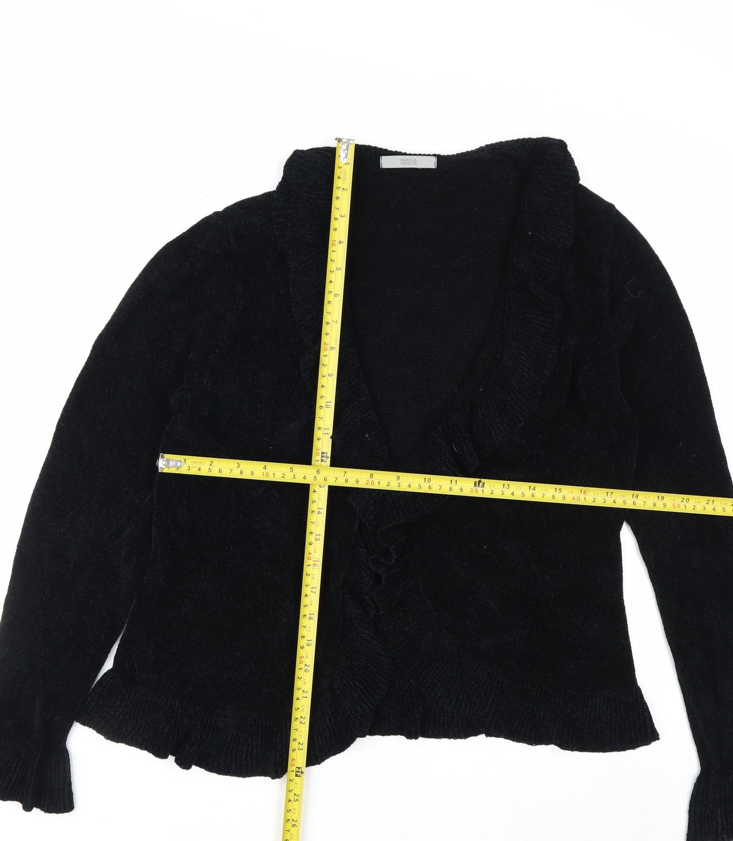 Marks and Spencer Women’s Black Ruffle Knit Cardigan Size 16