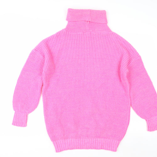 Dorothy Perkins Women Pink Roll Neck Chunky Knit Jumper Size S