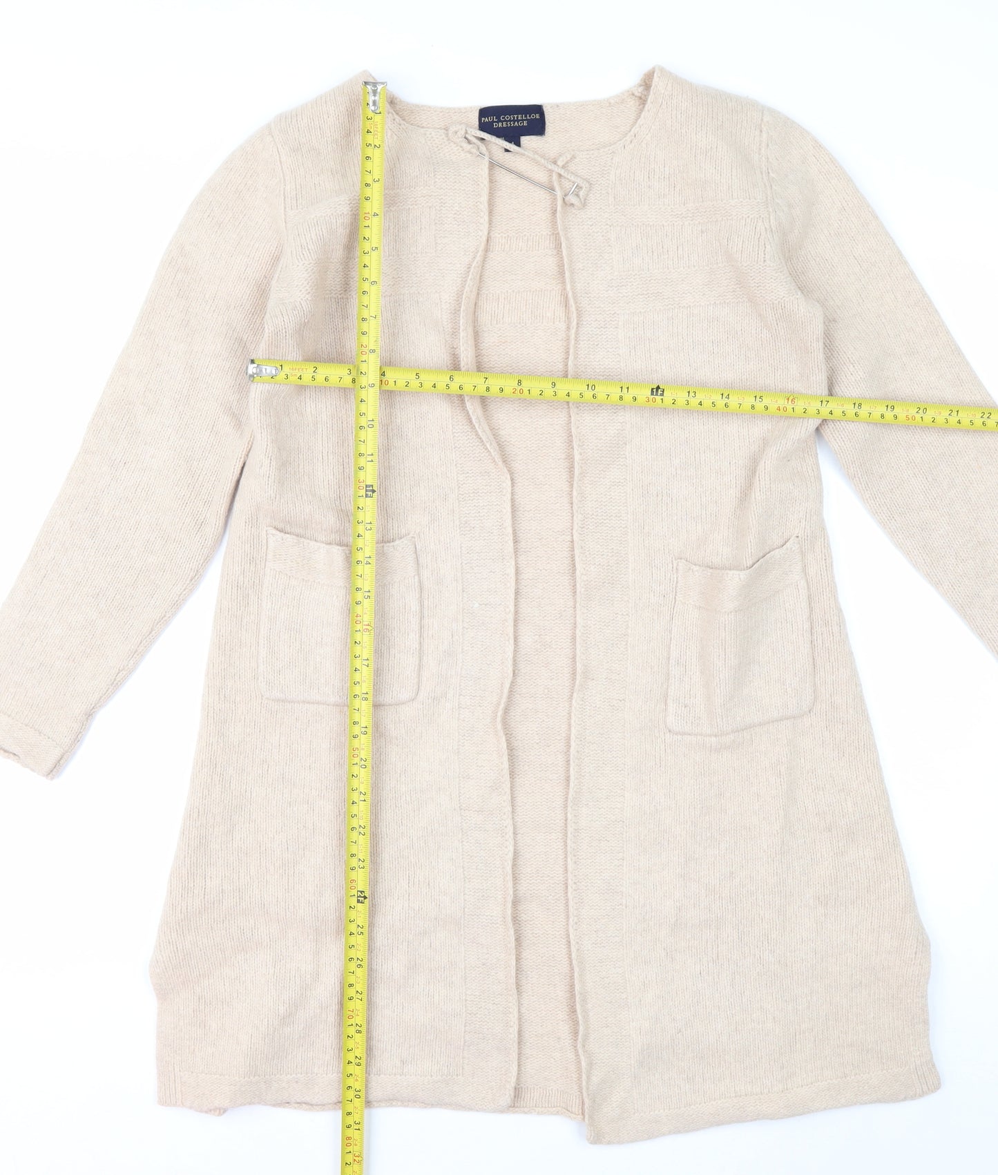 Paul Costelloe Dressage Women’s Beige Wool Blend Long Cardigan S