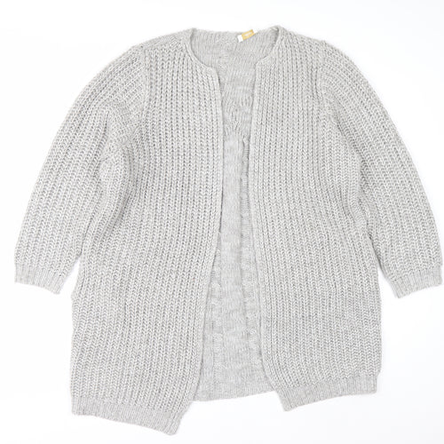 Cotton Traders Womens Grey Chunky Knit Long Cardigan Size 16