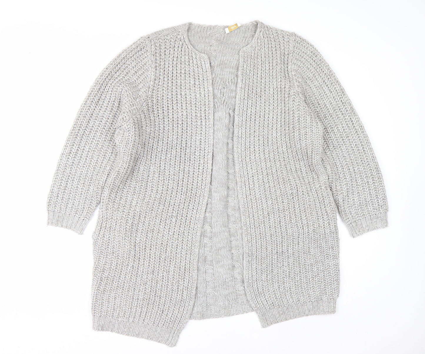 Cotton Traders Womens Grey Chunky Knit Long Cardigan Size 16