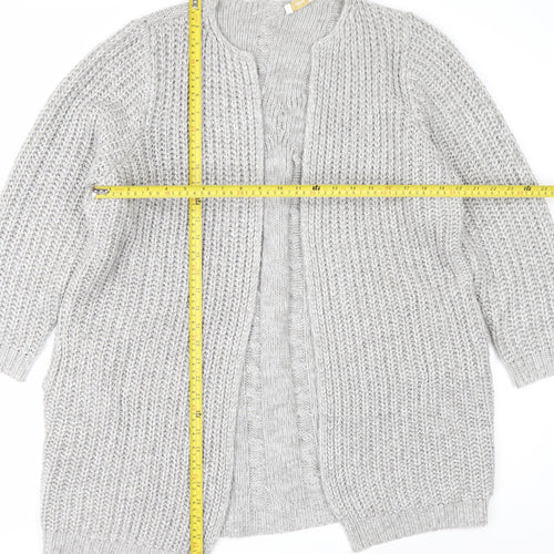 Cotton Traders Womens Grey Chunky Knit Long Cardigan Size 16