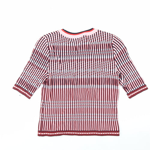Topshop Women’s Multicoloured Striped Knit Slim Fit Cropped T-Shirt UK 8
