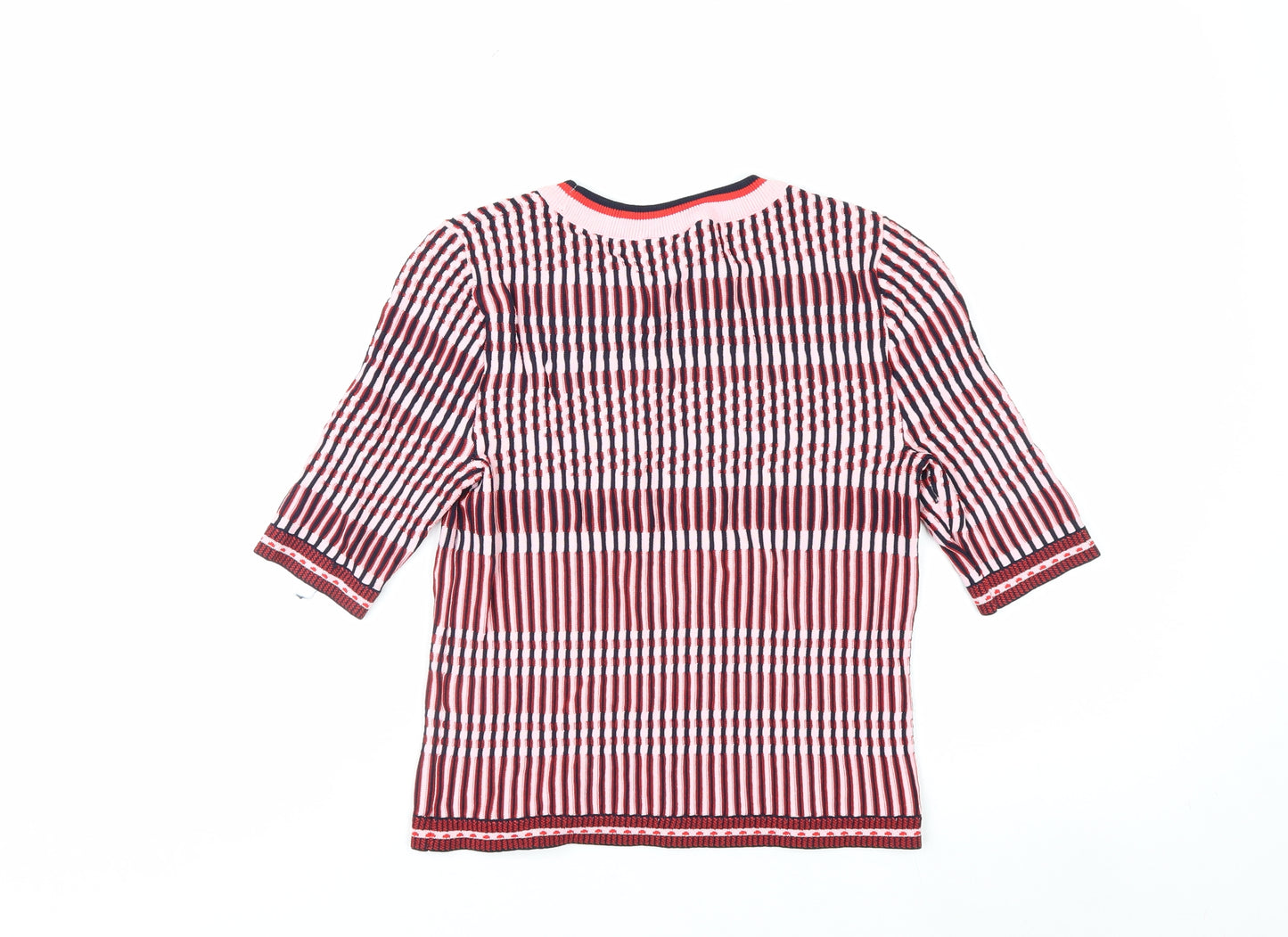 Topshop Women’s Multicoloured Striped Knit Slim Fit Cropped T-Shirt UK 8