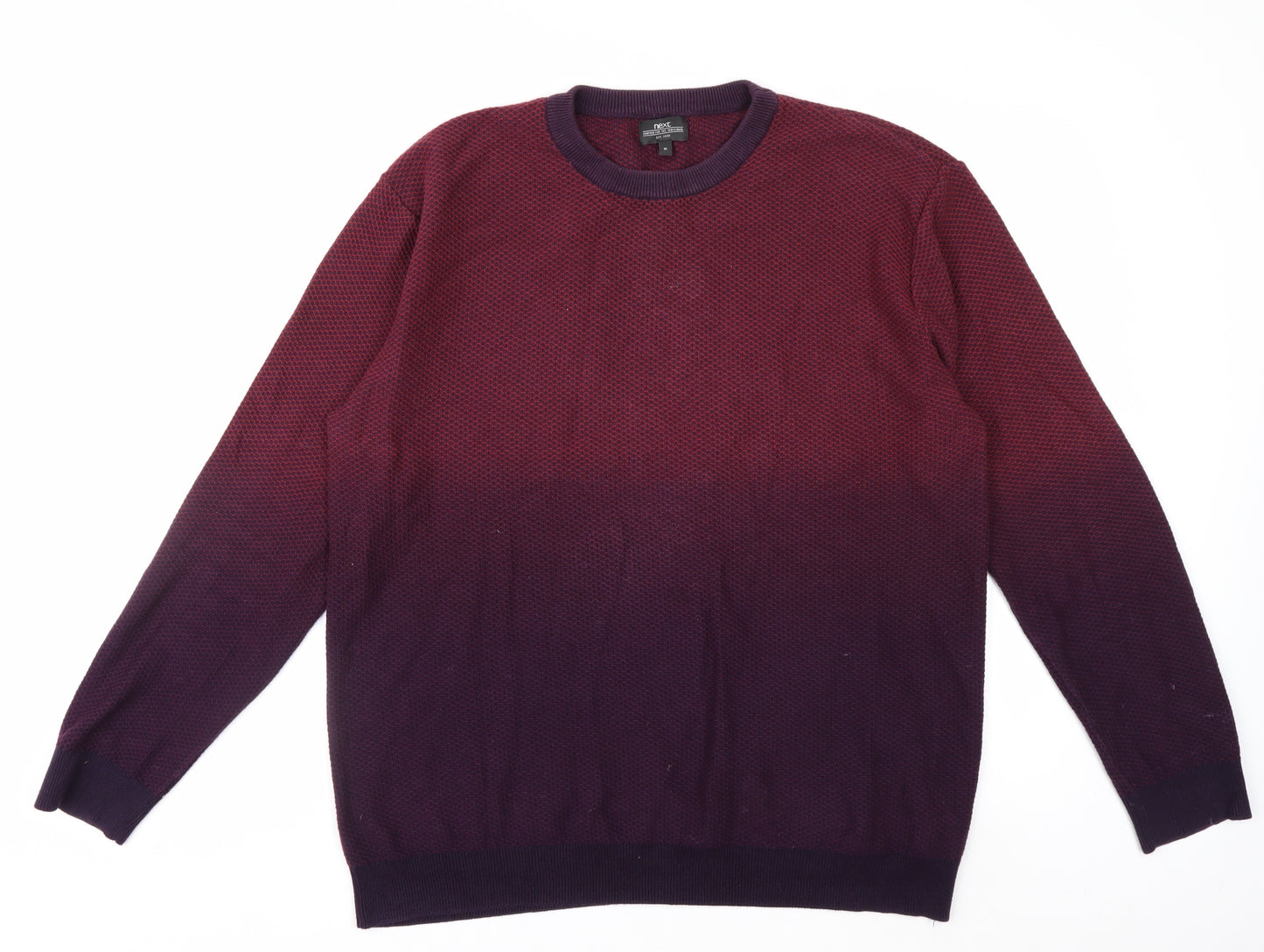 Next Men's Red Cotton Crew Neck Jumper XL Pullover Knitwear