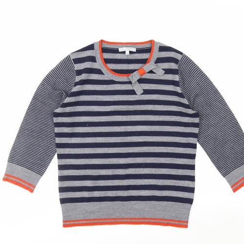 Marks and Spencer Women Blue Striped Bow Knit Jumper Size 10