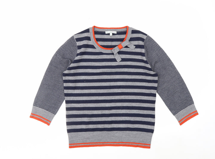 Marks and Spencer Women Blue Striped Bow Knit Jumper Size 10