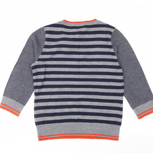 Marks and Spencer Women Blue Striped Bow Knit Jumper Size 10