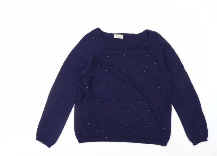 Marks and Spencer Women’s Blue Beaded Angora Blend Jumper Size 8