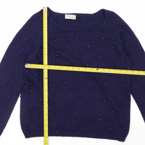 Marks and Spencer Women’s Blue Beaded Angora Blend Jumper Size 8