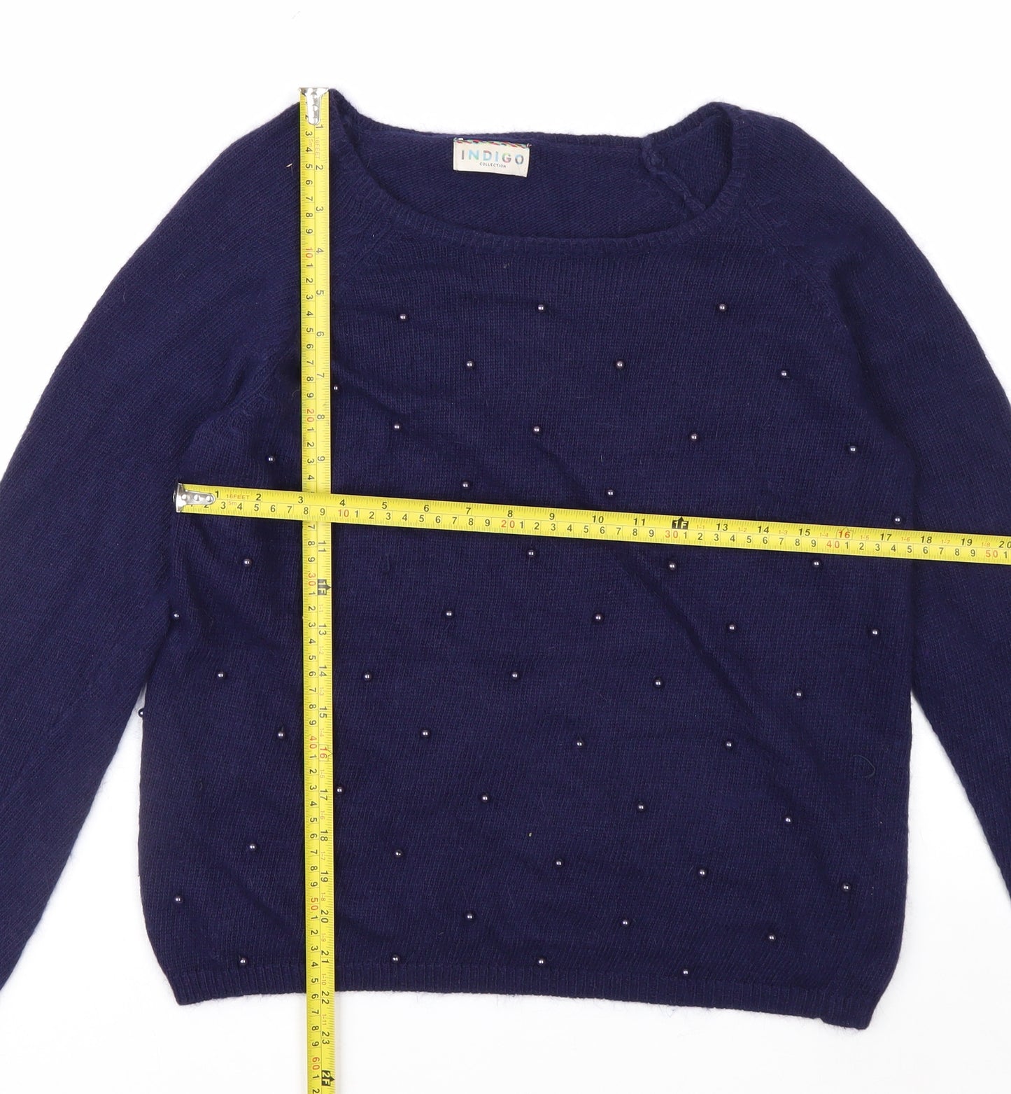 Marks and Spencer Women’s Blue Beaded Angora Blend Jumper Size 8