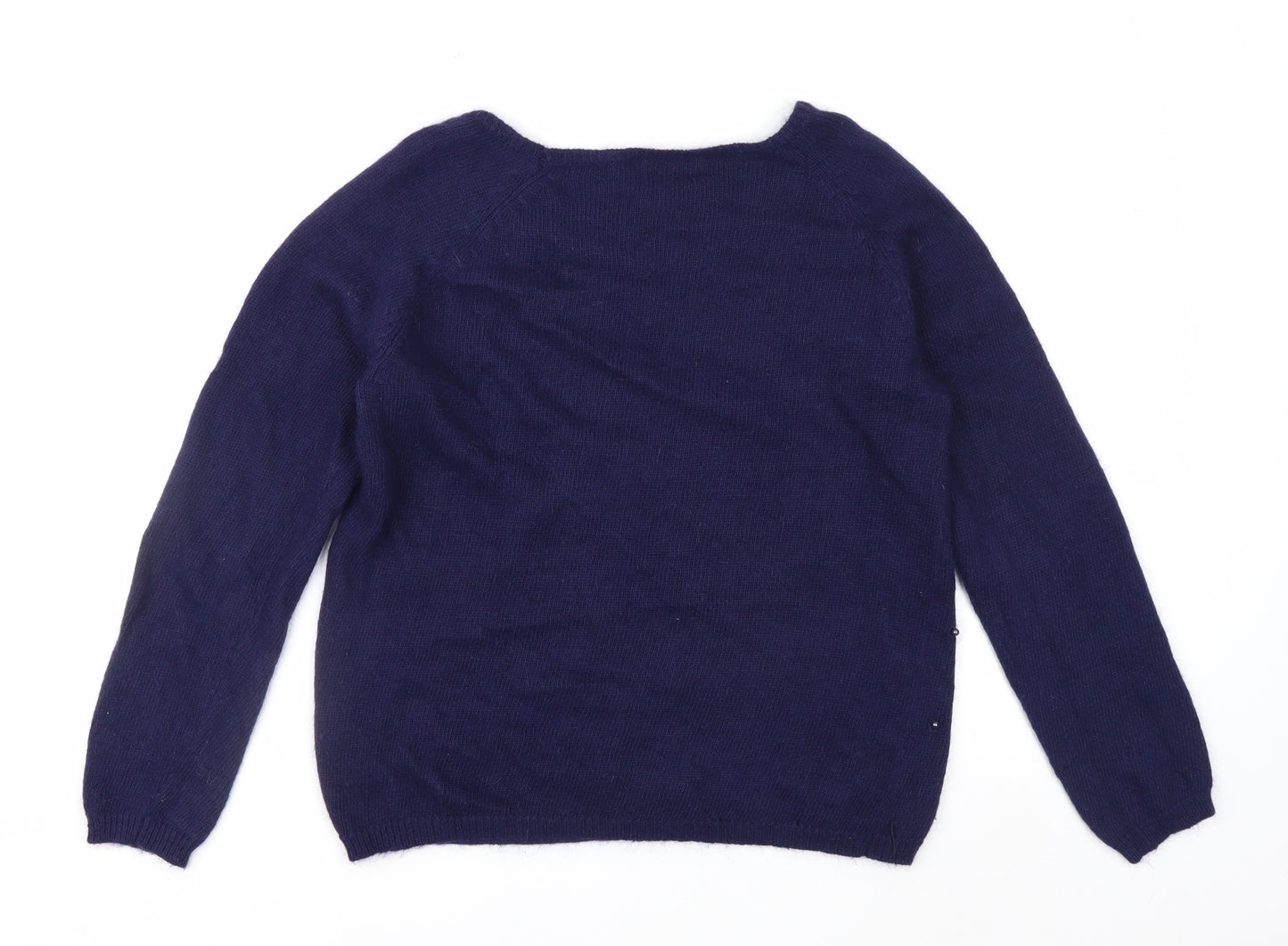 Marks and Spencer Women’s Blue Beaded Angora Blend Jumper Size 8