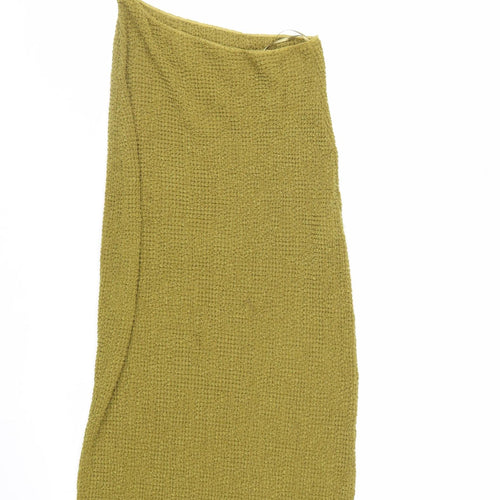 Zara Women Green One Shoulder Long Bodycon Knit Dress M