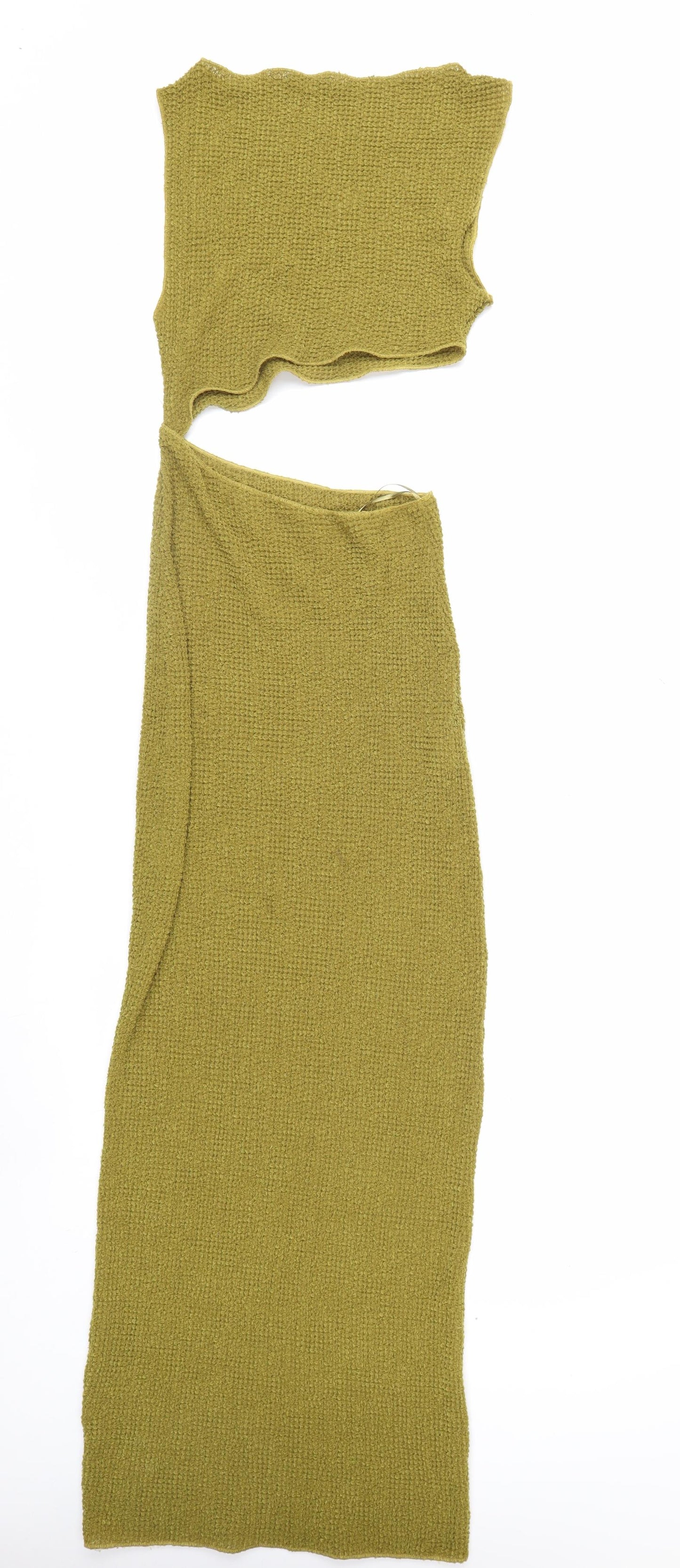 Zara Women Green One Shoulder Long Bodycon Knit Dress M