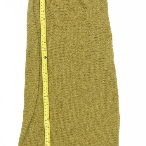 Zara Women Green One Shoulder Long Bodycon Knit Dress M