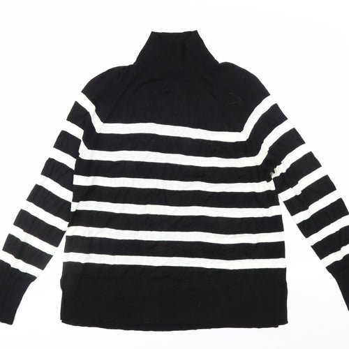 Zara Women’s Black White Striped Roll Neck Jumper Size 12